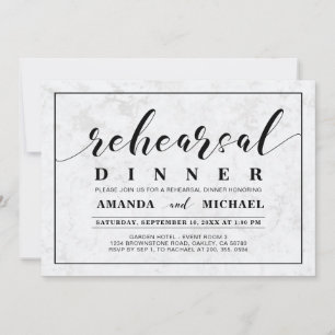 Convites Mármore   Jantar de Ensaios de Casamento Simples e