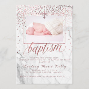 Convites Mármore PixDezines + Batismo de Confetti Dourado R