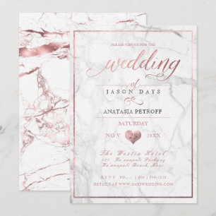 Convites Mármore PixDezines/Rosa de Faux Dourado/Casamento