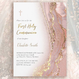 Convites mármore tinta | Primeira Sagrada Menina Comunitári