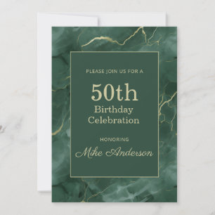 Convites Mármore Verde-azulado Aniversário de 50 anos