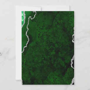 Convites Mármore Verde Floresta Glamouroso Brilho Prata Chi