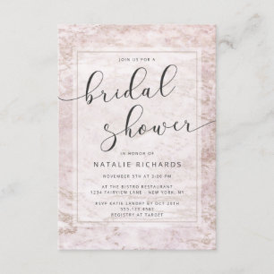 Convites Mármores modernos no Chá de panela Dourado Mauve R