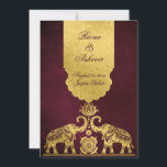 Convites Maroon and gold elephants luxury Indian wedding<br><div class="desc">Maroon and gold mandala rangoli elephants luxury Indian wedding invitation. Traditional classical and elegant theme with sikh ek sign.</div>