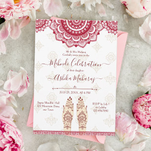 Convites Maroon mandalas modelo