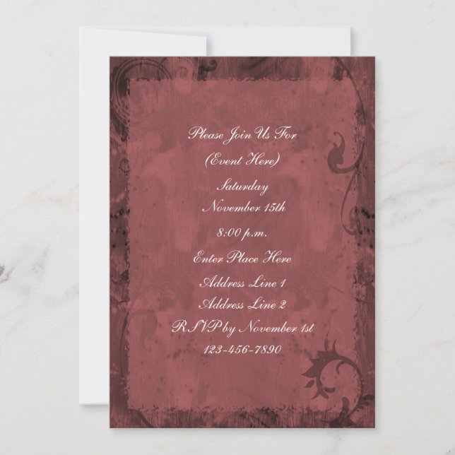 Convites Maroon Red Swirl Design (Frente)