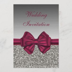Convites Maroon Satin Arco & Silver - Casamento