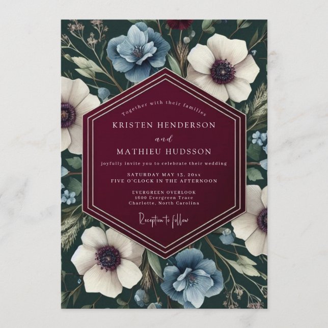 Convites Maroon Slate Chiaroscuro Wedding (Frente)