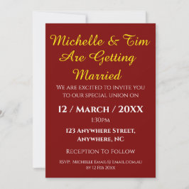 Convites Maroon Wedding Invitation | Elegant 