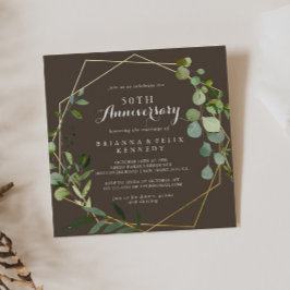 Convites Marrom 50º Aniversário de Casamento Geométrico Dou