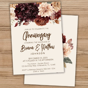 Convites Marrom Beige Ivory Floral Casamento Aniversário