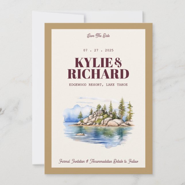 Convites Marrom e Dourado Salvar a Data (Frente)