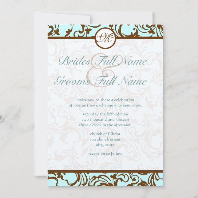 Convites Marrom escuro esguicho, Damasco para injetáveis so (Frente)