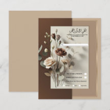 Marrom Neutro Floral RSVP Café Mocha Au Lait