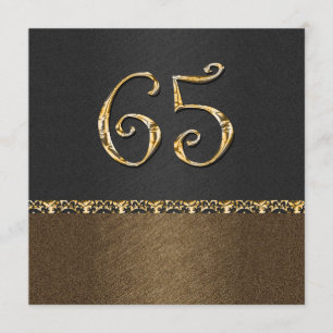 Convites Marrom preto elegante 65th ALGUMA IDADE
