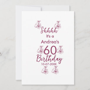 Convites Marron white mauve shhhh 60.º aniversário nome flo