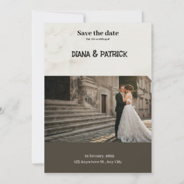 Convites Marrrom e Branco Simples Salve a Data