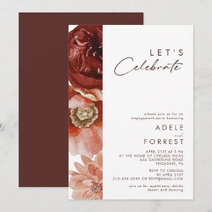 Convites Marsala Autumn Floral   Celebração de Vamos bran