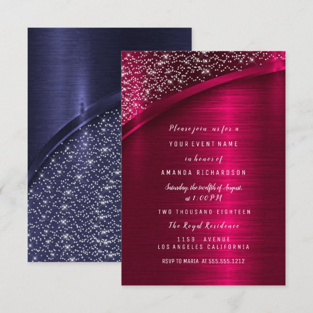 Convites Marsala Blue Navigator Chá de panela Birthday Swee (Frente/Verso)