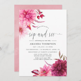 Convites Marsala - Borgonha e Pincel Floral e Ver