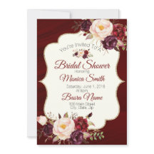 Marsala Burgandy Watercolor Chá de panela Floral