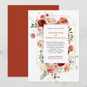 Convites Marsala Burgundy Blush Fall Casamento Floral