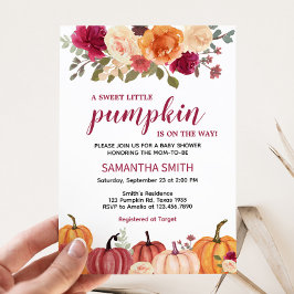 Convites Marsala Burgundy Chá de fraldas Floral Pumpkin