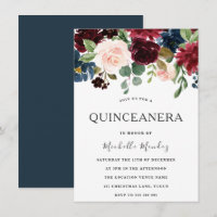 Marsala Burgundy Watercolor Flowers Quinceanera