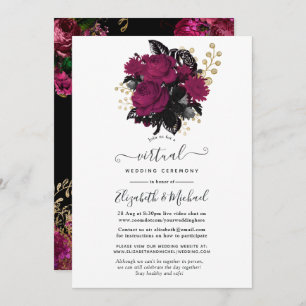 Convites Marsala e Dourado Casamento Virtual Floral