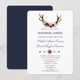 Convites Marsala Floral Antlers Marinho Blue Janto de ensai