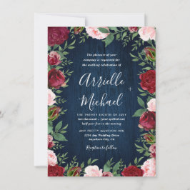 Convites Marsala Floral Winter Rustic Wedtions