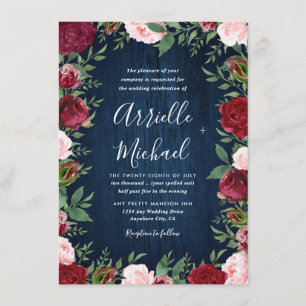 Convites Marsala Floral Winter Rustic Wedtions
