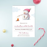 Convites Marshmallow e Snowman Holiday de Chocolate Quente<br><div class="desc">Convite de férias minimalista com uma ilustração de um boneco de neve assando marshmallows. Um dia agradável para convidar sua família,  amigos e vizinhos para uma noite de guloseimas. Ilustrada e projetada por Patricia Alvarez.</div>