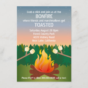 Convites Marshmallow Toast Bonfire Party