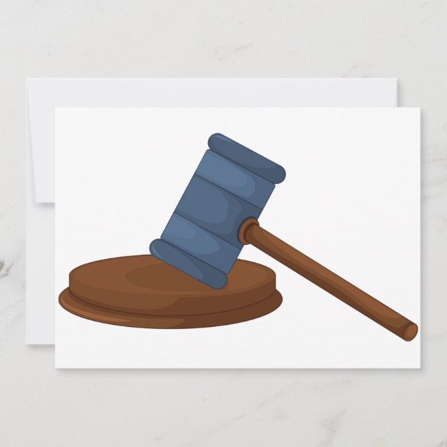 Convites Martelo de Juiz de Madeira Tribunal (Frente)