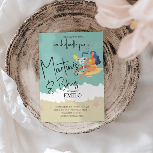 Convites Martini Bikini Fun Beach Bachelorette’s Party (Criador carregado)