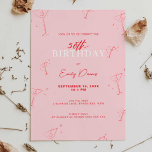 Convites Martini branco desenhado martini 50ª Festa de aniv