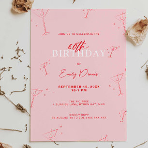 Convites Martini branco desenhado martini 60ª Festa de aniv