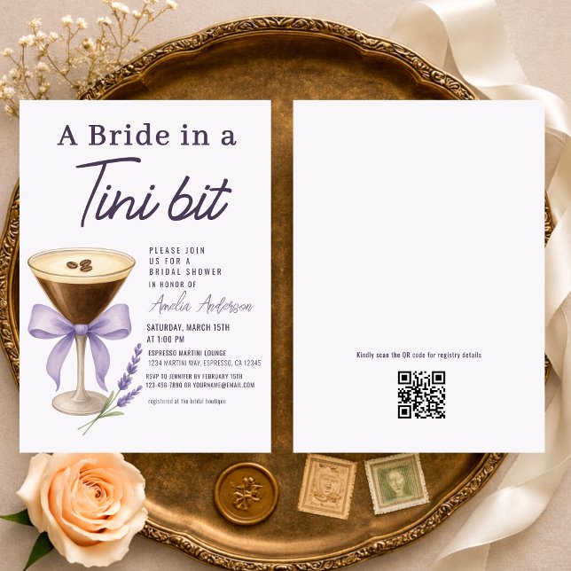 Convites Martini Bride in a Tini Bit QR Code Bridal Shower (Criador carregado)