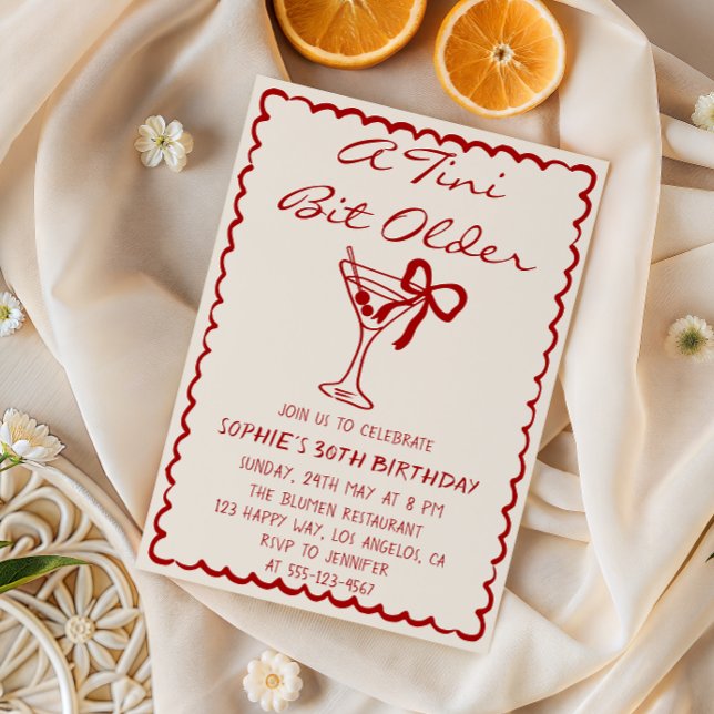 Convites Martini Cocktail A Tini Bit Older 30th Birthday (Criador carregado)