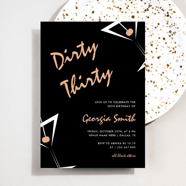 Convites Martini Cocktail Sujo Trinta aniversário de 30 ano (Criador carregado)