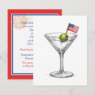Convites Martini de 4 de Julho com Bandeira Americana