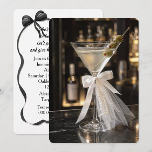 Convites Martini de Chá de Noiva com Véu e Pérolas