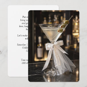 Convites Martini de Noiva com Véu Nupcial e Pérolas