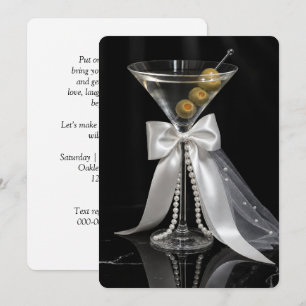 Convites Martini de Noiva com Véu Nupcial e Pérolas