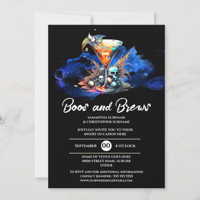 Convites Martini do crânio encantou festa gótica de hallowe (Frente)