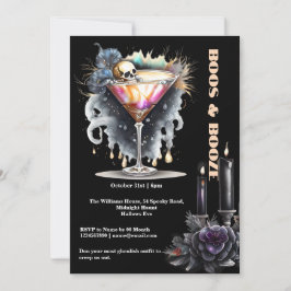 Convites Martini do crânio gótico, hora feliz Dia das Bruxa