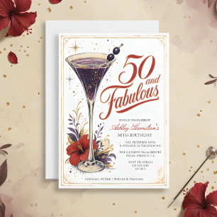 Convites Martini Fifty & Fabulous 50º Aniversário
