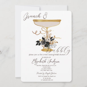 Convites Martini Glass Black Rosa Brunch & Bubble