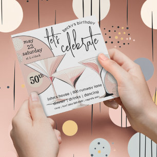 Convites Martini Retro Cor-de-rosa Costa do Marfim Pa